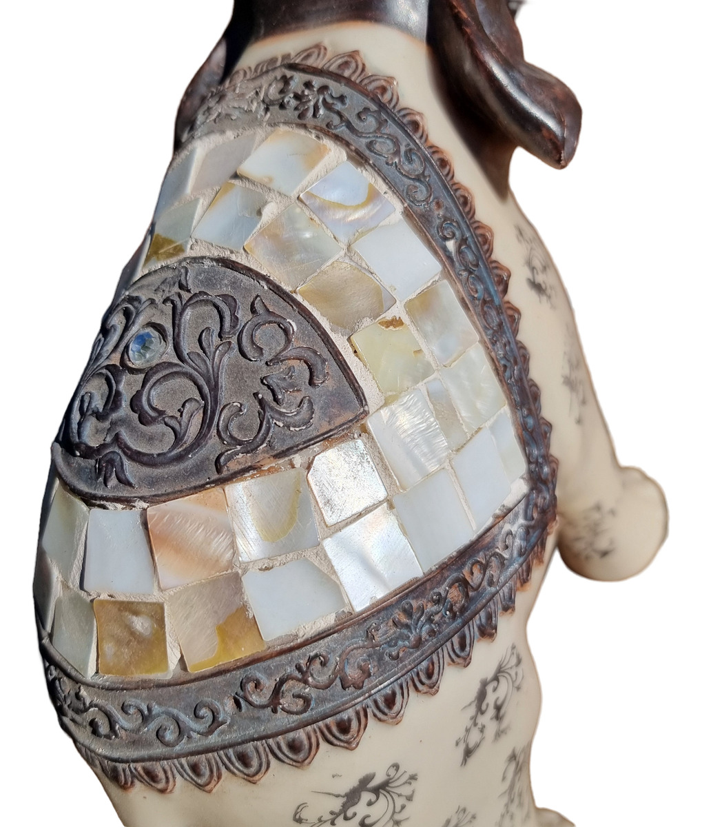 Elefante Sabiduría Longevidad Parado Nacar Deco 32cm - Imagen 7