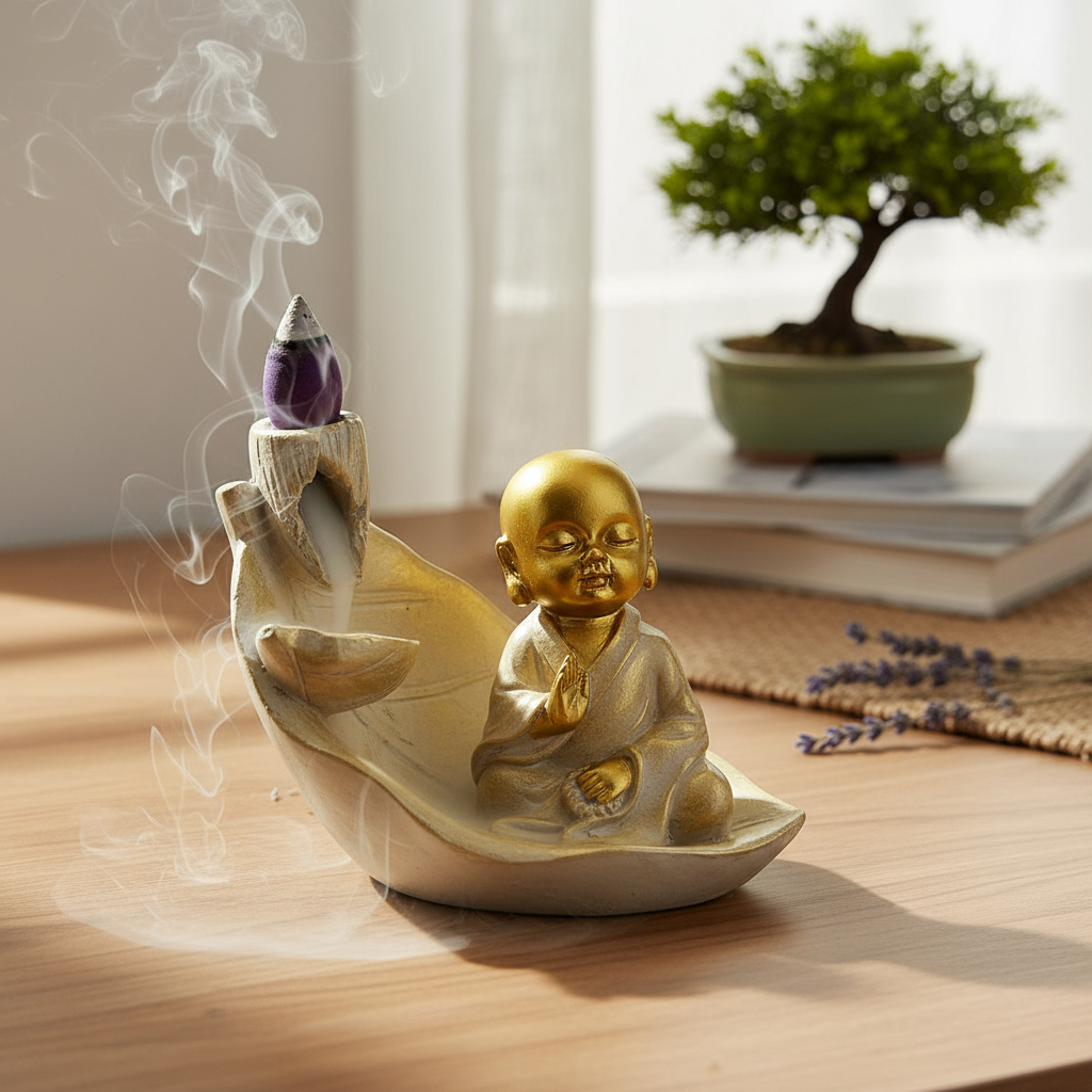 Porta Cono Fuente Humo Buda Bebe Ceramica 10 Cm Zen - Imagen 10