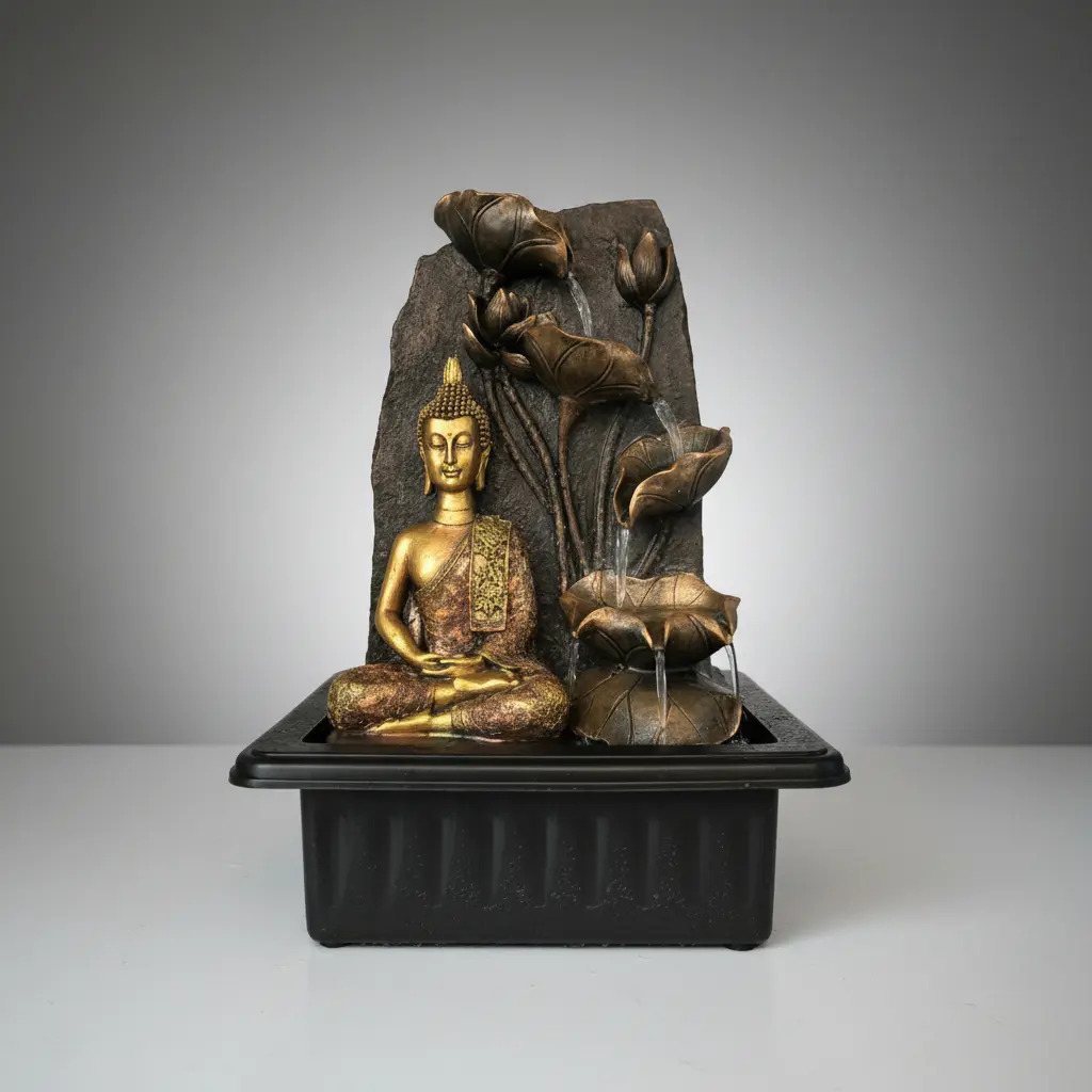 Fuente De Agua Buda Thai Loto Grande Cascada Luz Led 40cm - Imagen 4