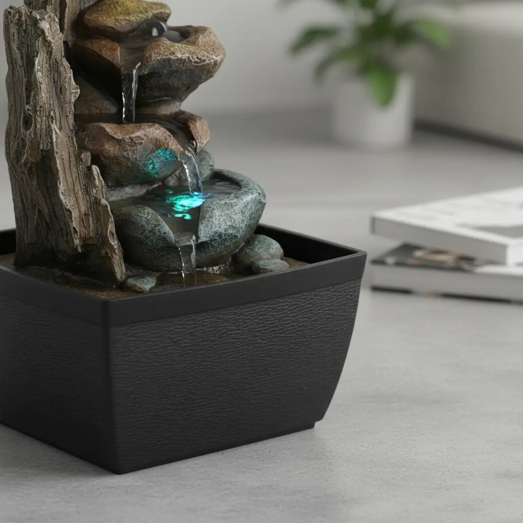 Fuente De Agua Chica Troncos Rocas Cascada Luz Led Oferta - Imagen 6