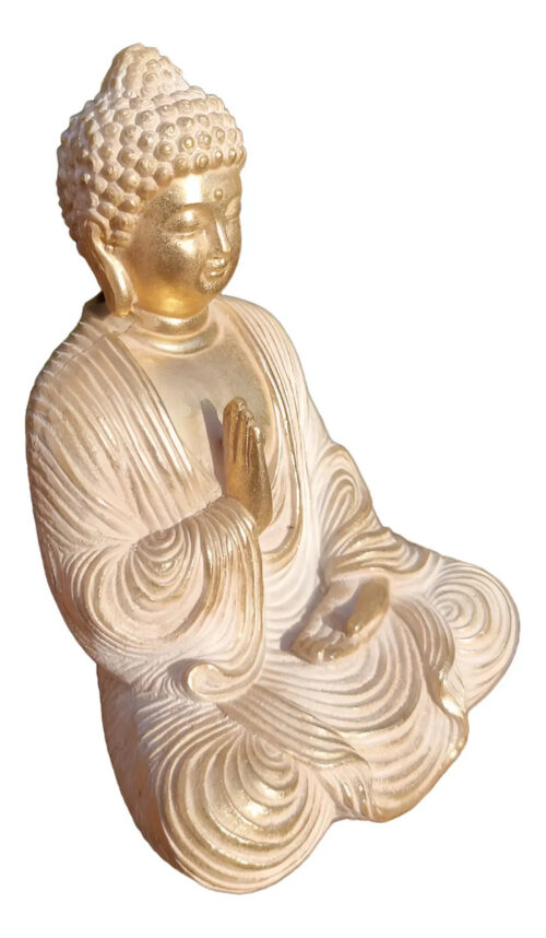Buda Hindu Reposando Dorado Meditando Con Relieve Deco 16cm