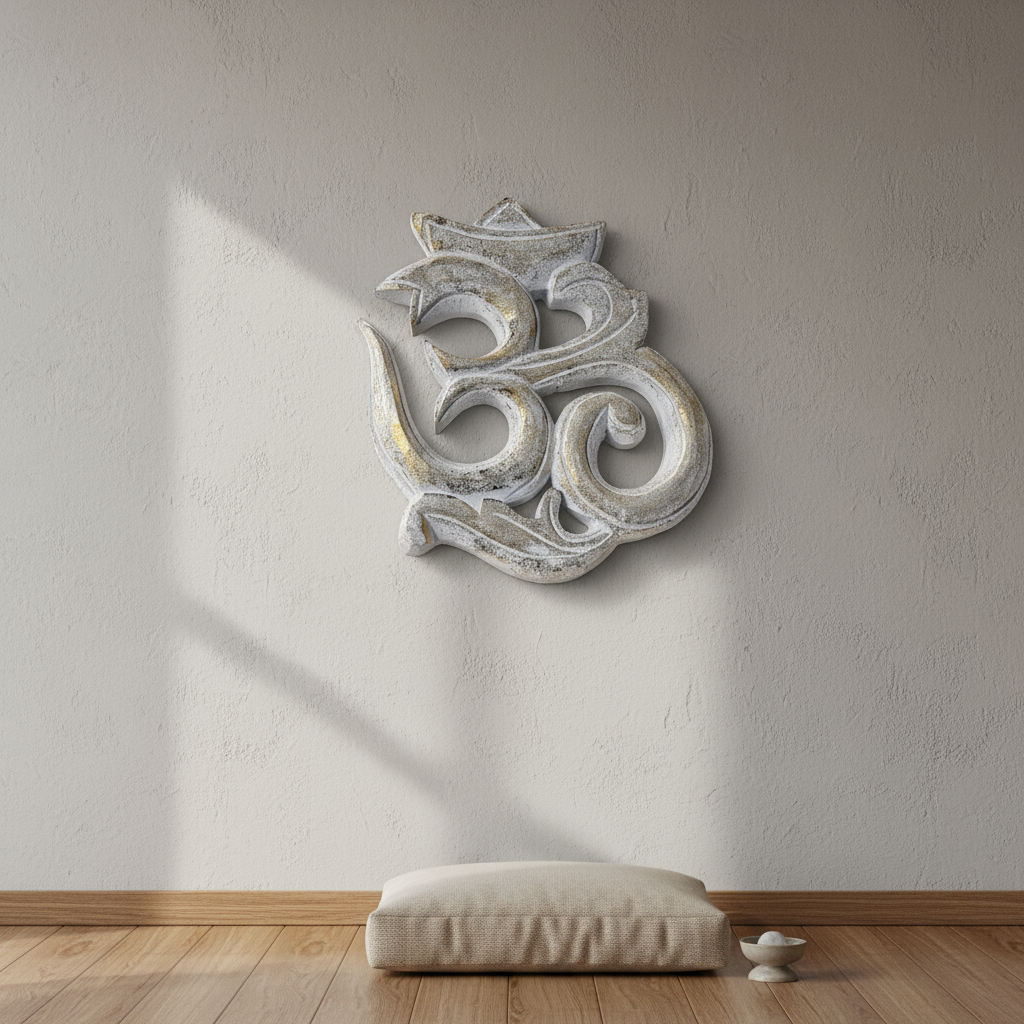 Cuadro Cartel Grueso Om Tallado Calado Hindu Bali 28cm - Imagen 6