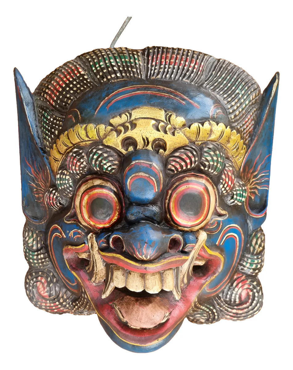 Mascara Barong Madera Bali Hindu Proteccion Energia + 35cm - Imagen 6