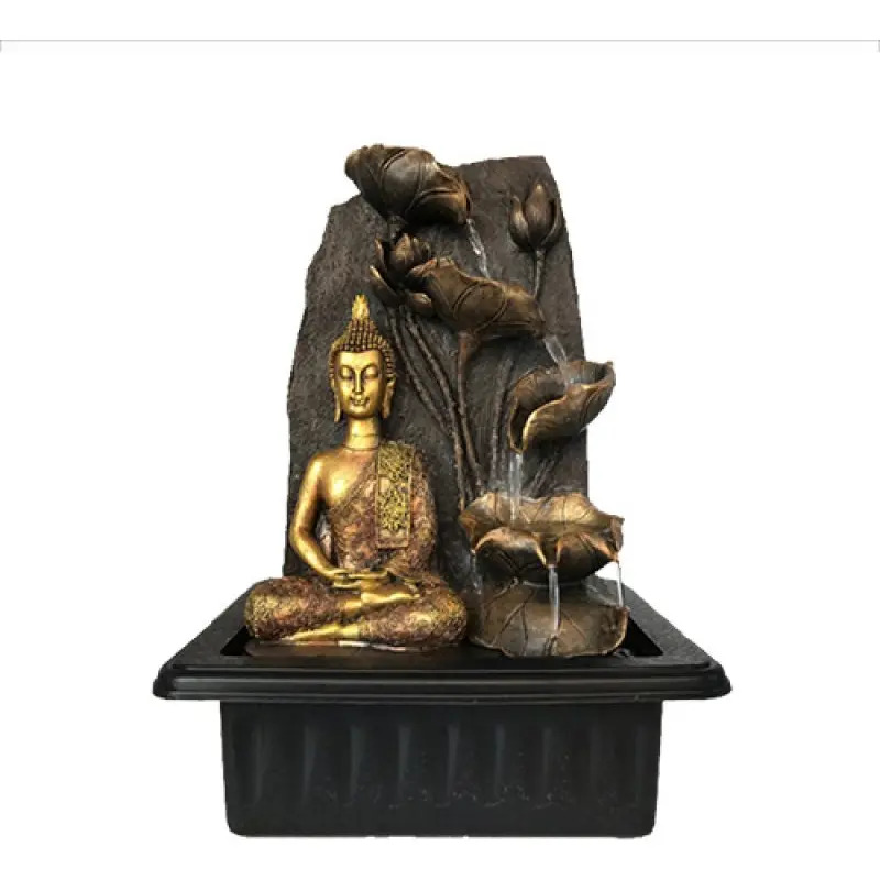 Fuente De Agua Buda Thai Loto Grande Cascada Luz Led 40cm