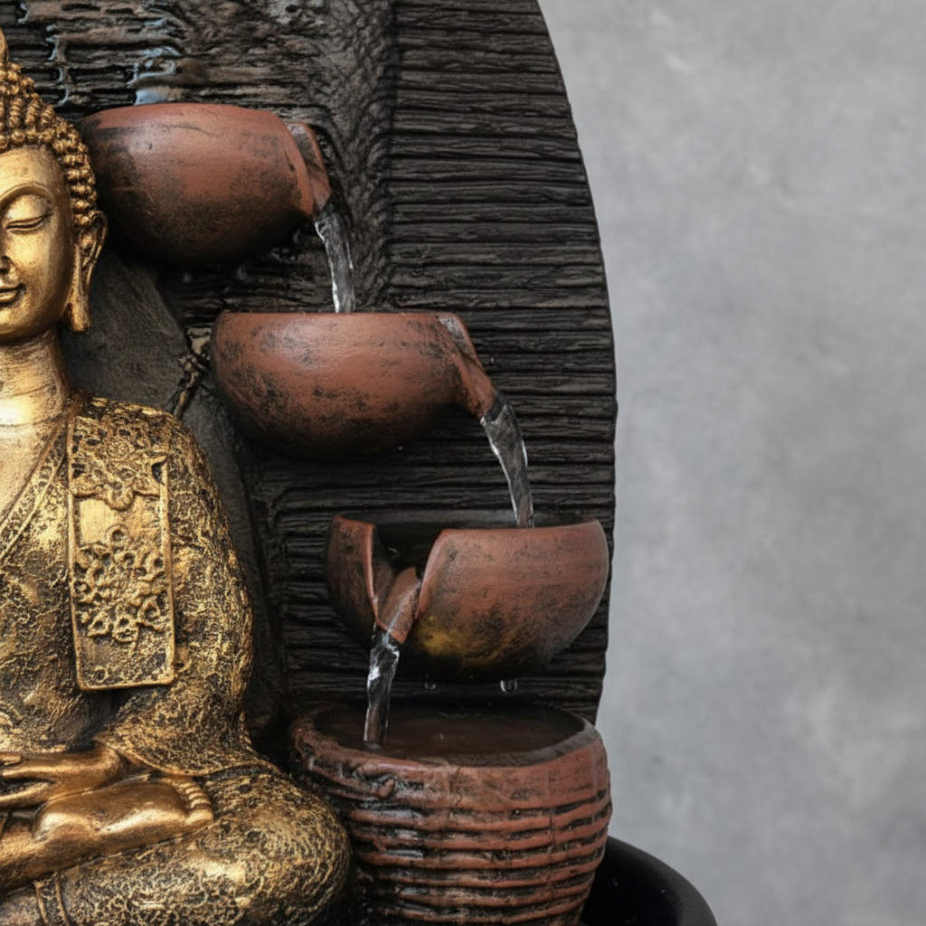 Fuente De Agua Buda Thai Grande Cascada Luz Led 40cm - Imagen 9