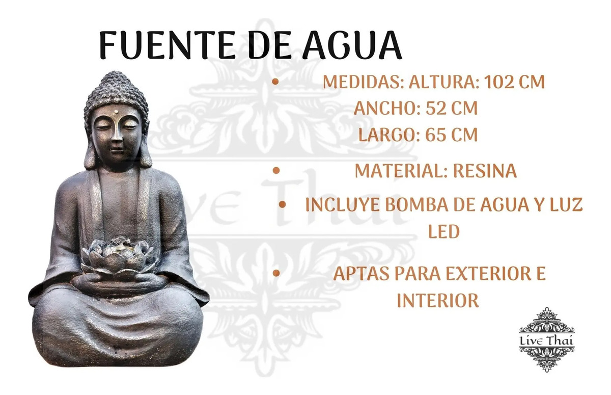 Fuente De Agua Gigante 102cm Buda Deco Budismo Cascada Ct - Imagen 2