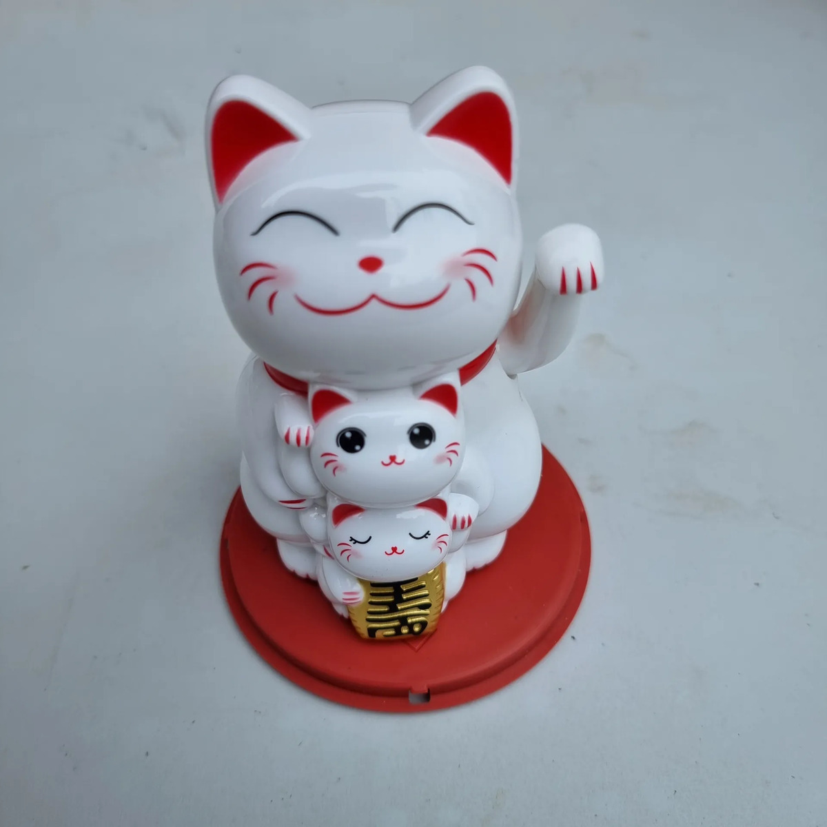 Gatos X3 Chino Suerte Fortuna Solar Grande Maneki Neko 11cm