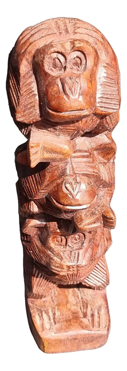 Tres Monos Sabios En Madera De Teca Bali 31cm