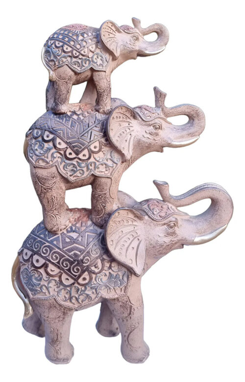 Elefante Sabiduría Longevidad Parado Torre De Tres Deco 30cm