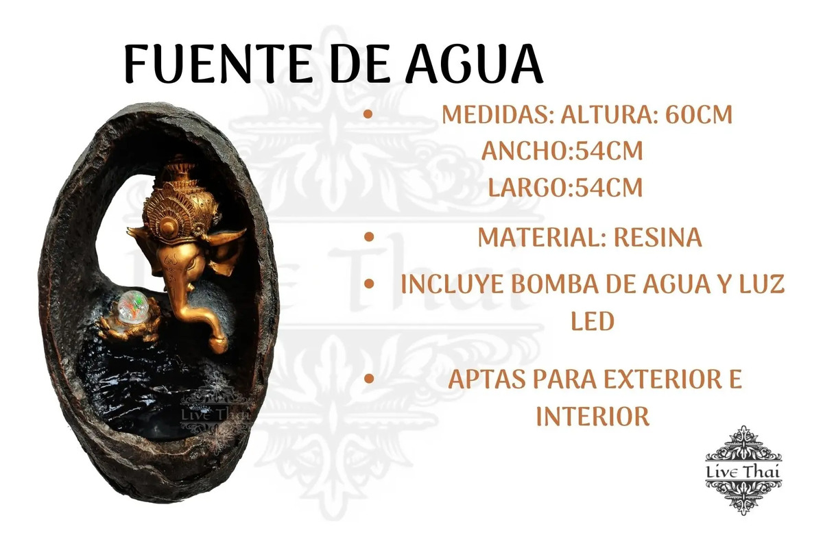 Fuentes De Agua Grande Cascadas Ganesh Cueva 60cm - Imagen 4