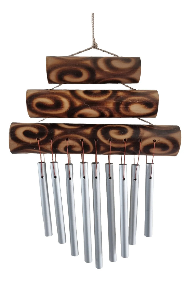 Llamador Angel Movil Importado Bali Bambu Cañas Metal 20cm - Imagen 6