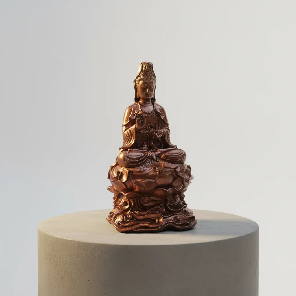 Kuan Yin Kwan Sabiduria Meditando Bendicion Paz Armonia 32cm - Imagen 2