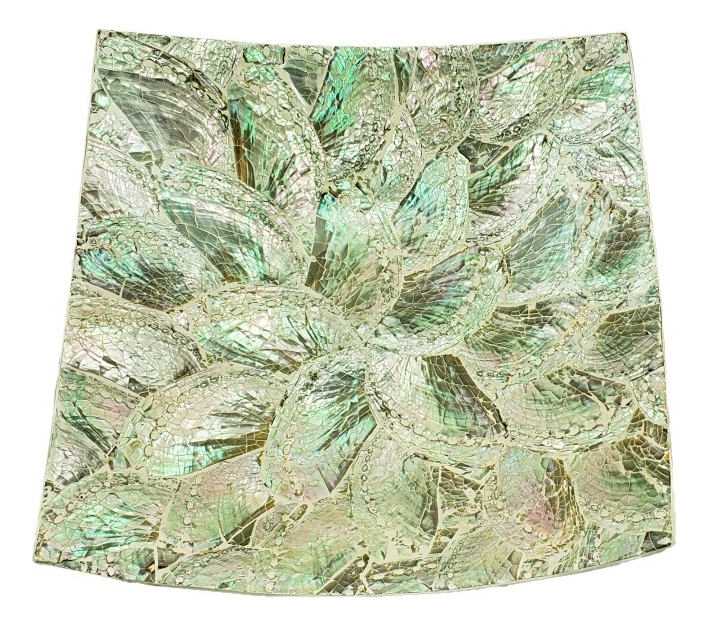 Plato De Nacar Cuadrado Abalone 27x27cm Mesa Deco Moderno