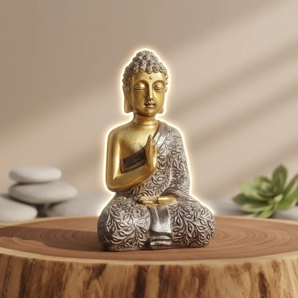 Buda Meditando Dorado Bendicion Paz Toga Armonia 23cm - Imagen 5