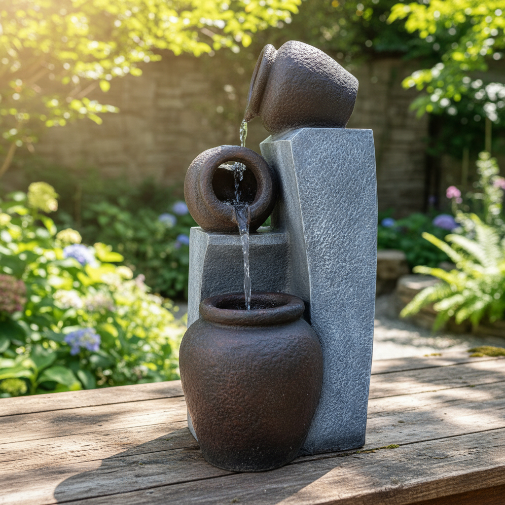Fuente De Agua Deco Jarrones Cascada Feng Shui 48cm Jardin - Imagen 7