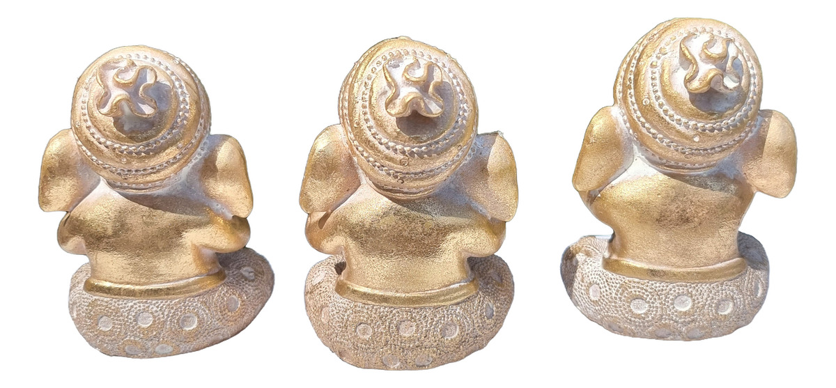 Set Ganesh Sabios Meditando Estatua Ciego Sordo Mudo 11cm - Imagen 4