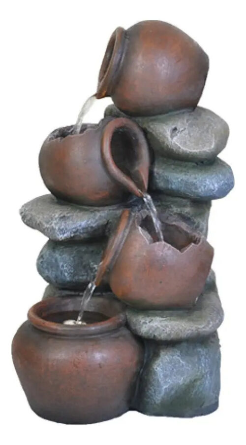 Fuente De Agua Grande Piedras Vasijas Caídas Cascada 48cm
