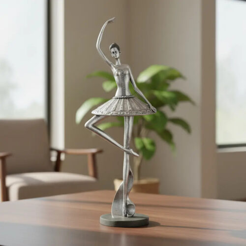 Bailarina Cromada 80cm Escultura Femenina