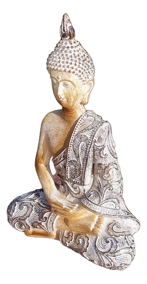 Buda Hindú Meditando Meditando Dorado Con Relieve Deco 21cm - Imagen 14