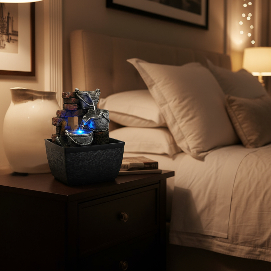 Fuente De Agua Chica Cascada Baldes Luz Led Oferta - Imagen 8