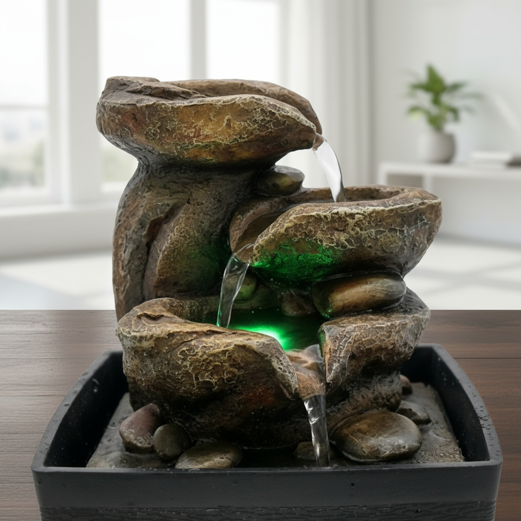 Fuente De Agua Chica Montaña Cuenco Cascada Luz Led Oferta - Imagen 10