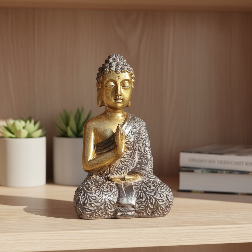 Buda Meditando Dorado Bendicion Paz Toga Armonia 23cm - Imagen 8