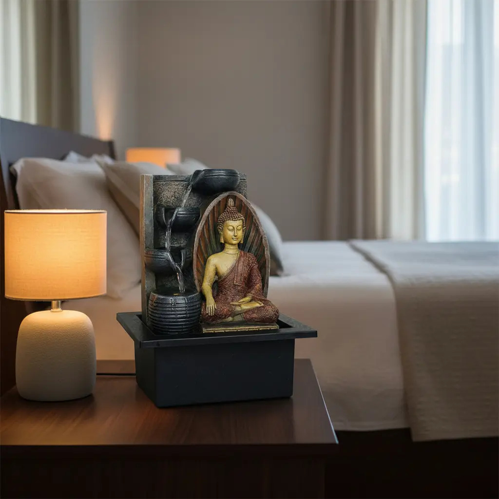 Fuente De Agua Mediana Buda Thai Aura Cascada Luz 25cm - Imagen 8