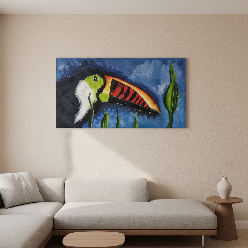 Cuadro Calamar En El Mar 125x65cm Artesanal Importado Brasil - Imagen 9