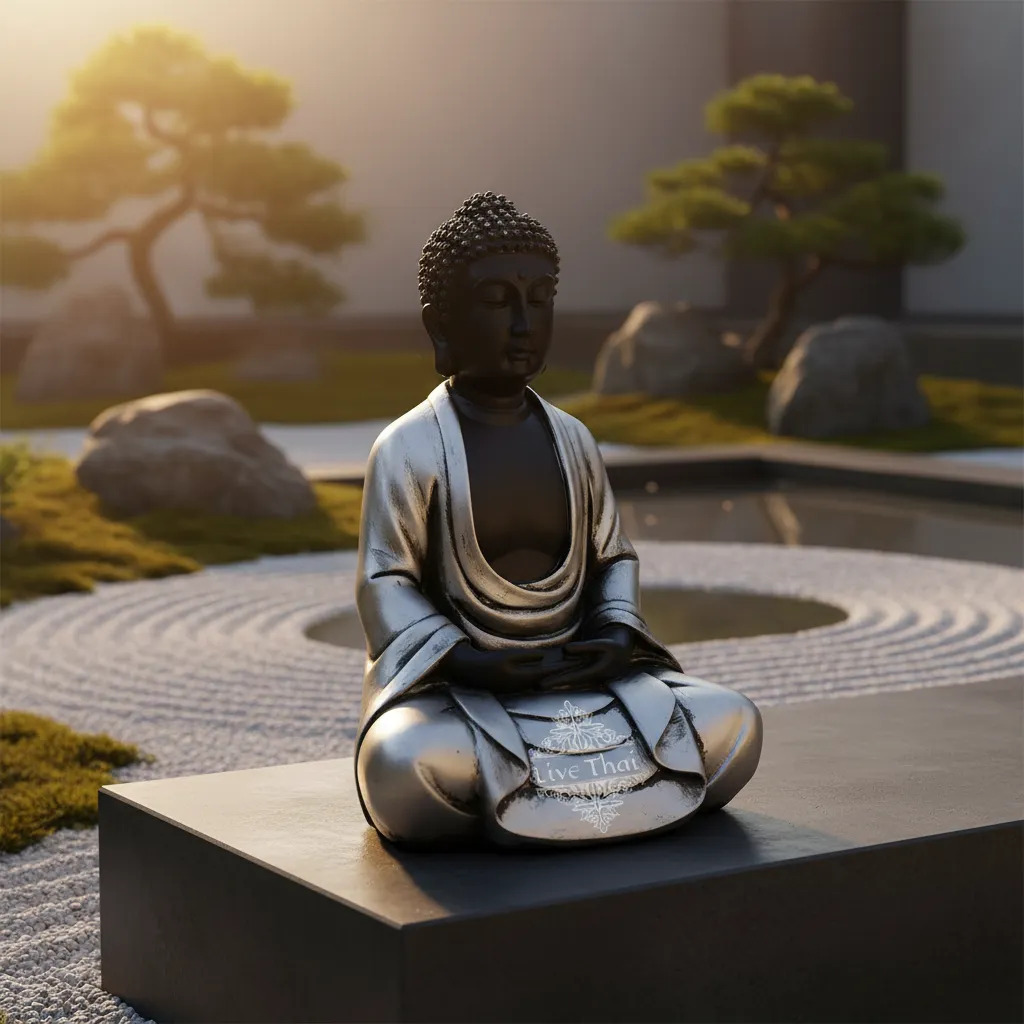 Buda Hindú Meditando Meditando Negro Deco Interior - Imagen 2