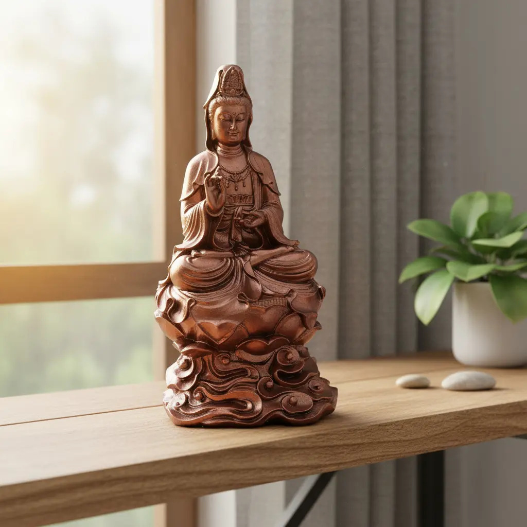 Kuan Yin Kwan Sabiduria Meditando Bendicion Paz Armonia 32cm - Imagen 10
