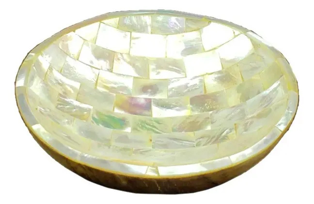 Plato De Nacar Y Madera De Teka 12cm Deco Bali - Imagen 2