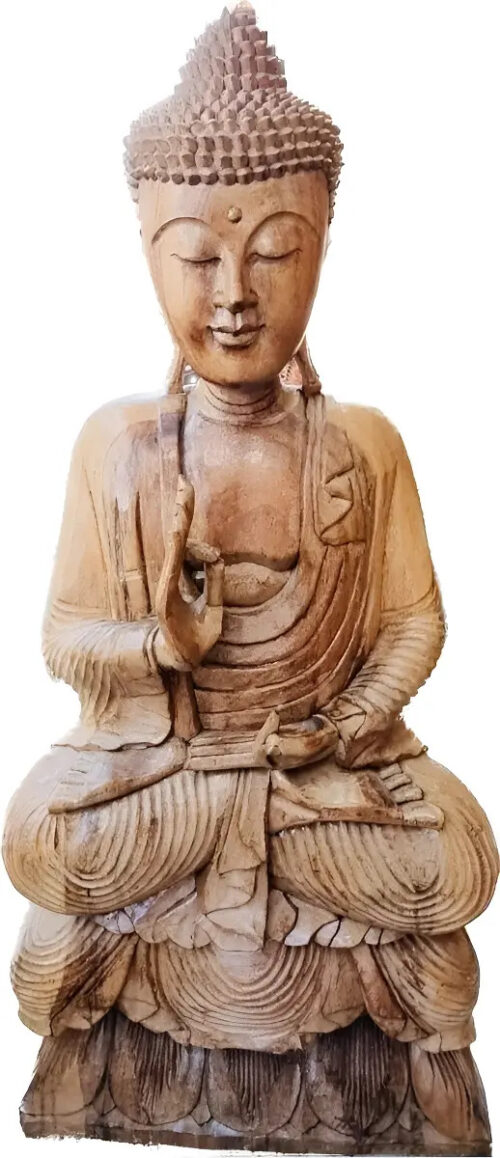 Buda Sentado Meditando Madera Teka Tallado A Mano 100cm