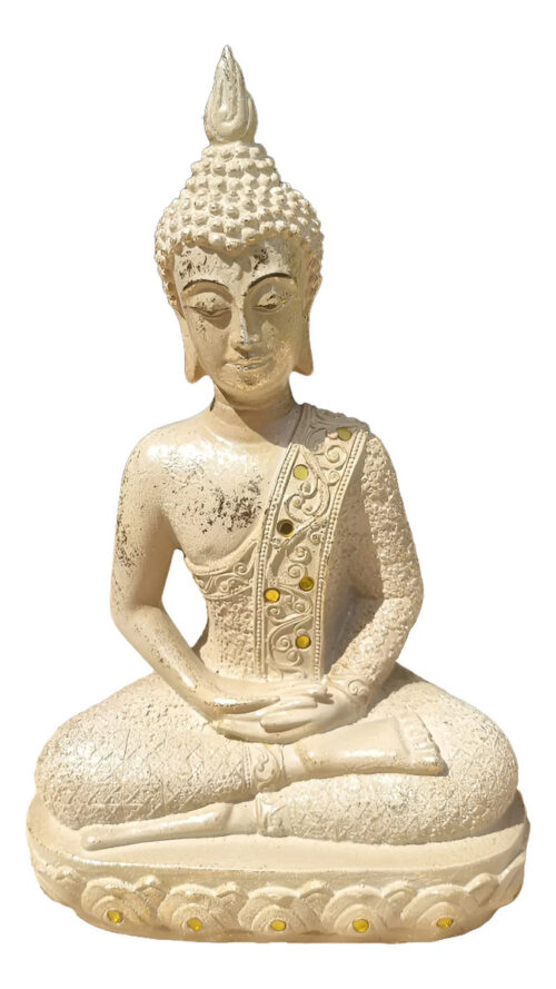 Buda Hindú Meditando En Loto Dorado Y Beige Espejos 30cm