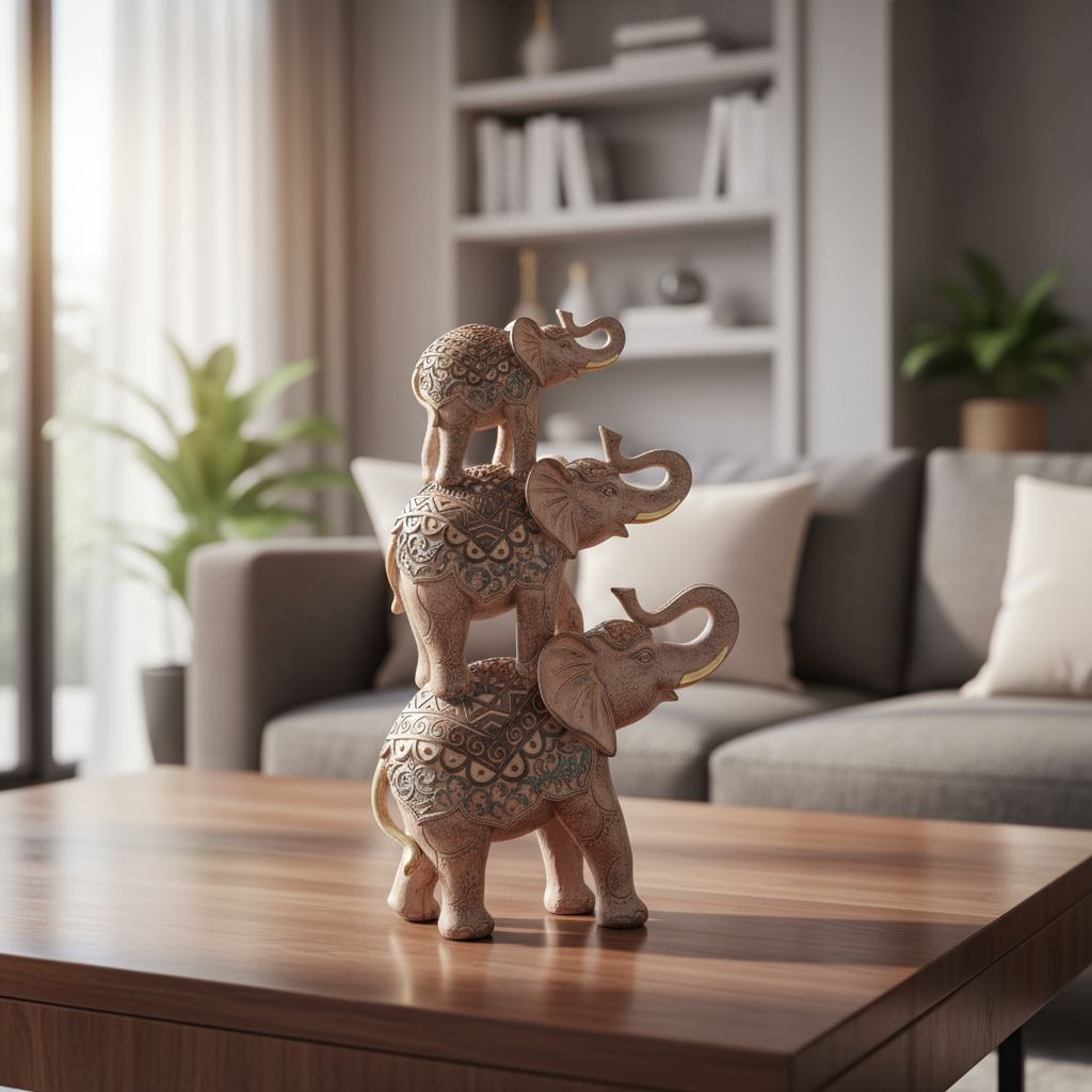 Elefante Sabiduría Longevidad Parado Torre De Tres Deco 30cm - Imagen 10