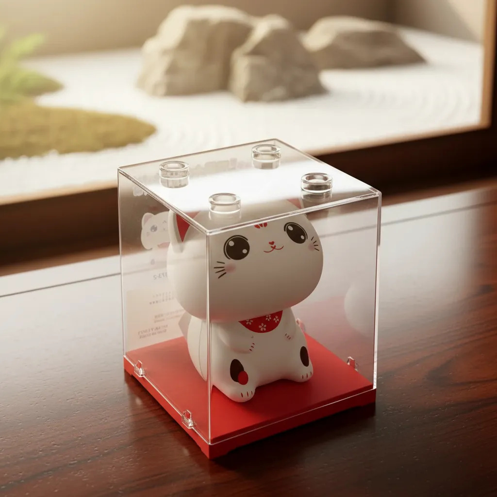 Gato Chino Suerte Fortuna Solar Grande Maneki Neko 9cm - Imagen 2