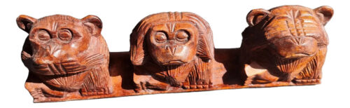 Tres Monos Sabios En Madera De Teca Bali 30cm