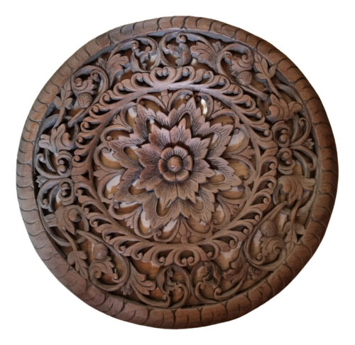 Cuadro De Flor Talla De Madera Birmania 60cm