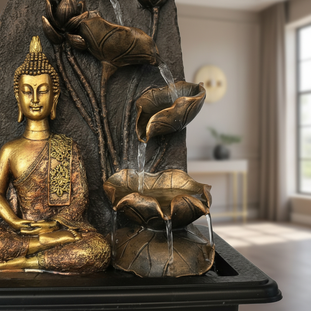 Fuente De Agua Buda Thai Loto Grande Cascada Luz Led 40cm - Imagen 6