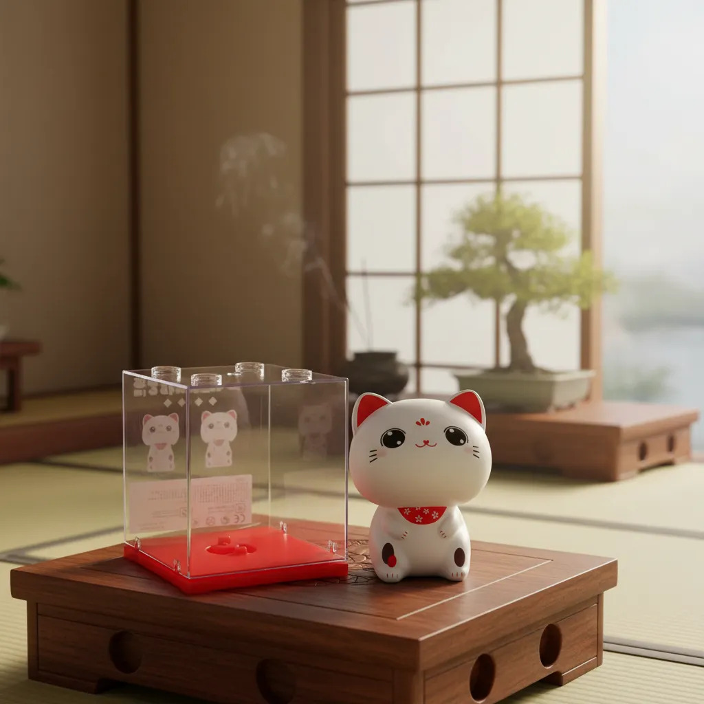 Gato Chino Suerte Fortuna Solar Grande Maneki Neko 9cm - Imagen 5