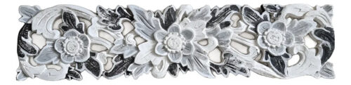Cuadro Frizo Talla De Flores En Madera Bali Indonesia 40cm