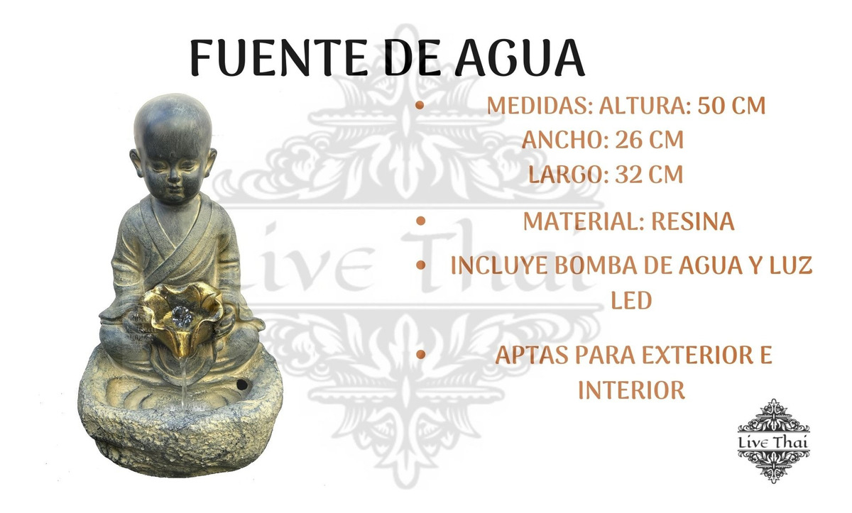 Fuentes De Agua Cascada Buda Pared Lluvia Jardín Zen 50cm - Imagen 2