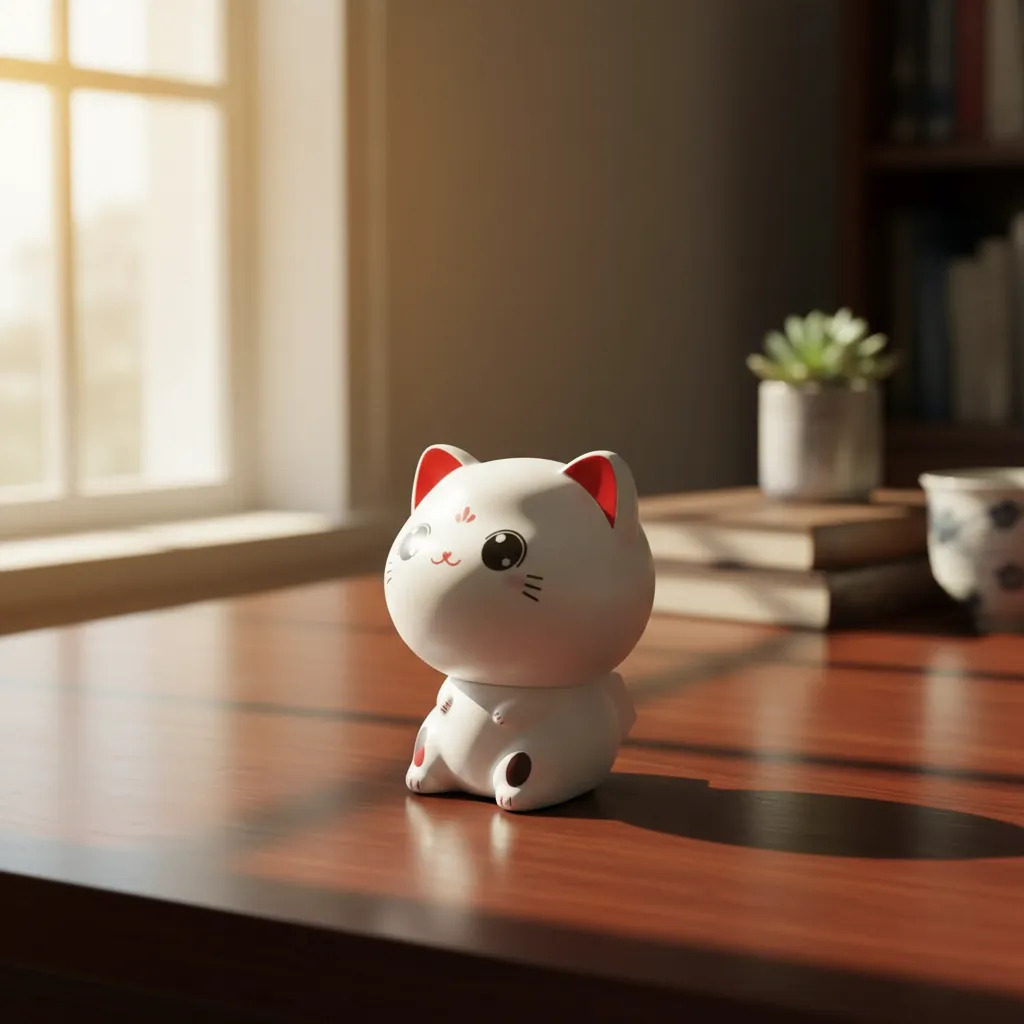 Gato Chino Suerte Fortuna Solar Grande Maneki Neko 9cm - Imagen 4