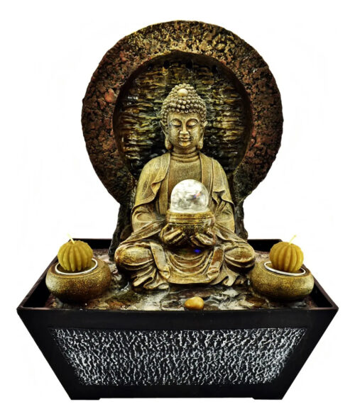 Fuente De Agua Buda Aura Velas Cascada Grande 41cm