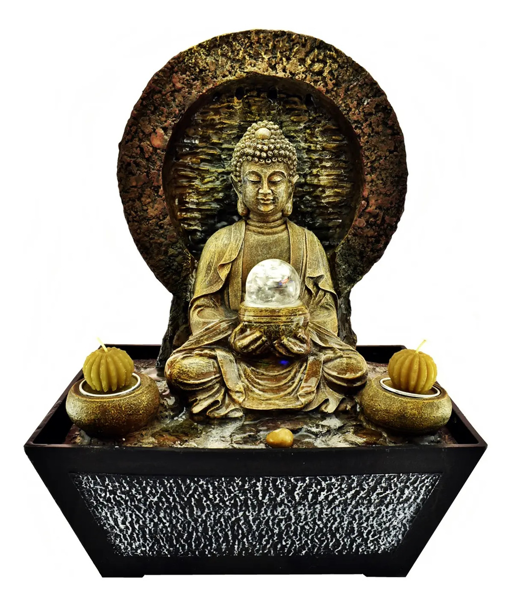 Fuente De Agua Buda Aura Velas Cascada Grande 41cm