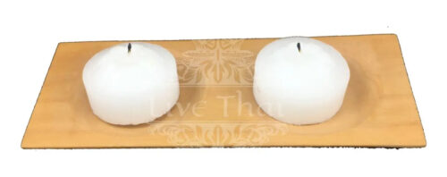 Porta Vela Rectangular Plato Madera Deco Artesanal Indonesia