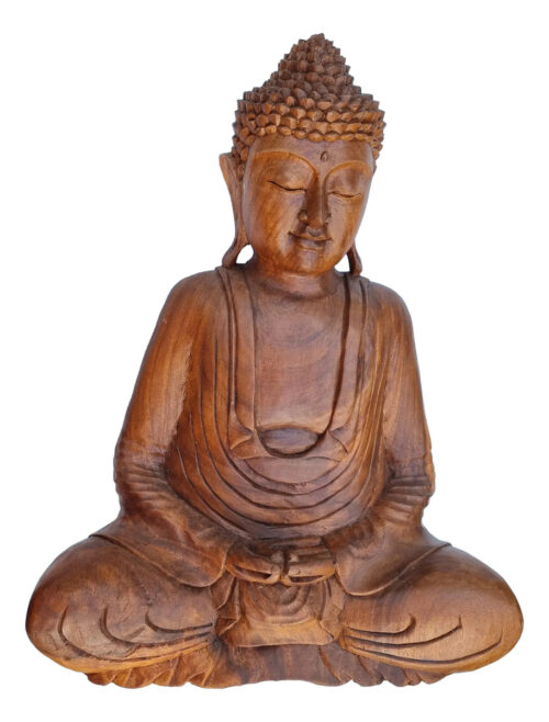 Buda Sentado Meditando Madera Teka Tallado A Mano 50cm