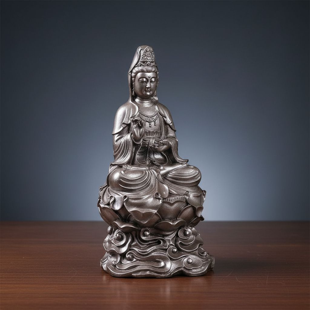 Kuan Yin Kwan Sabiduria Meditando Bendicion Paz Armonia 32cm - Imagen 7