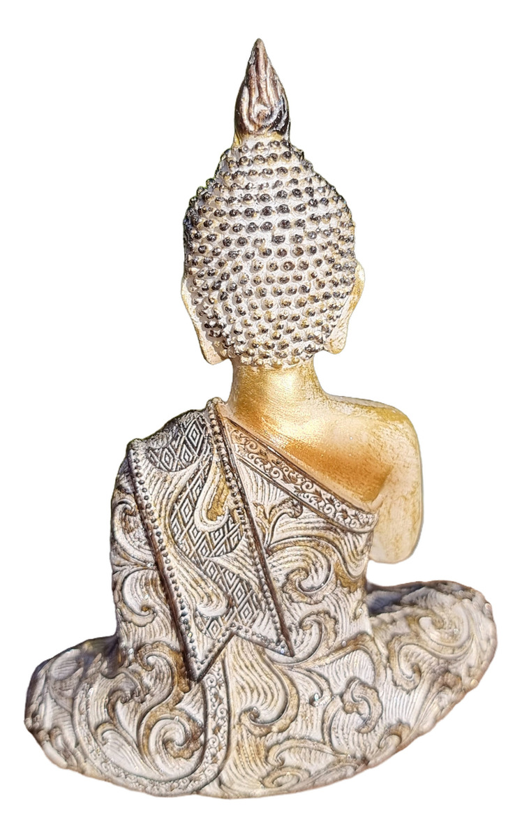 Buda Hindú Meditando Meditando Dorado Con Relieve Deco 21cm - Imagen 3