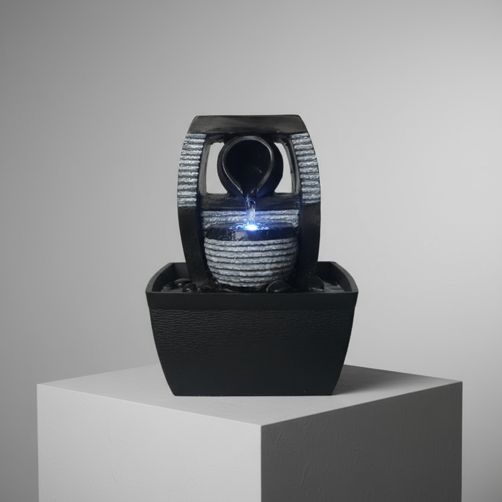 Fuente De Agua Chica Cuenco Negra Cascada Luz Led Oferta - Imagen 8