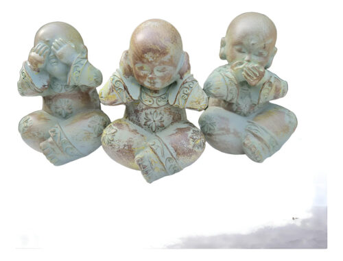 Set Budas Sabios Estatua Meditando Ciego Sordo Mudo 12cm